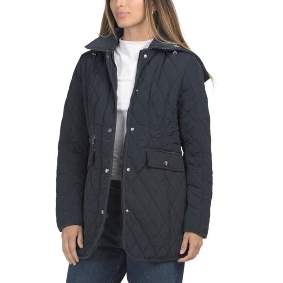 JONES NEW YORK Deep Navy Quilted Barn Coat - Picture 1 of 2